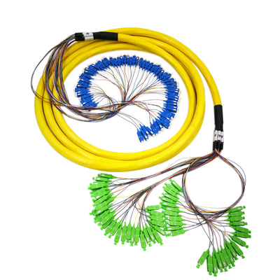 Cáp vá sợi màu vàng FTTH 64 lõi Unitube với đầu nối khác nhau