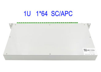 Giá đỡ 1U Bộ chia PLC sợi quang 1 × 64 SM SC / APC Hộp 19 inch màu trắng