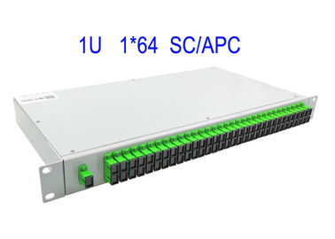 Giá đỡ 1U Bộ chia PLC sợi quang 1 × 64 SM SC / APC Hộp 19 inch màu trắng