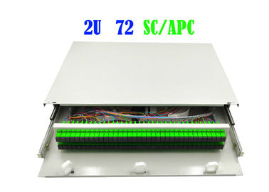 2U 72 Core Rack Rack Rack Fibre Patch Panel Kết thúc cáp 482mm X 240mm Loại kéo tay